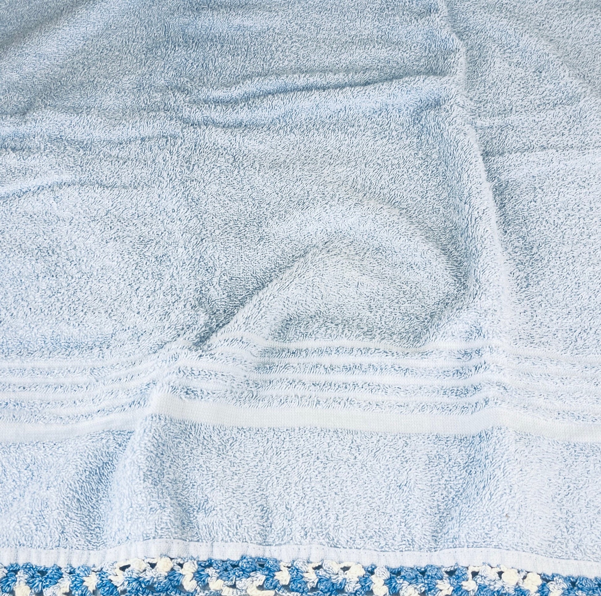 Product image for 'vintage martex light blue cotton hand bath towel set crochet trim usa made set of 3' (view 44b7f5)