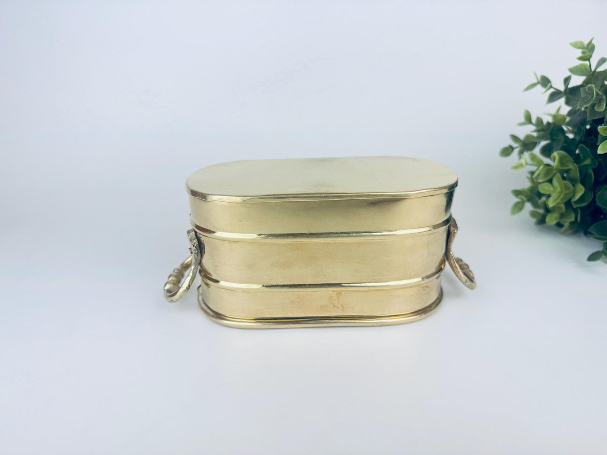 Product image for 'vintage oval handled brass indoor planter' (view 7c4c10)