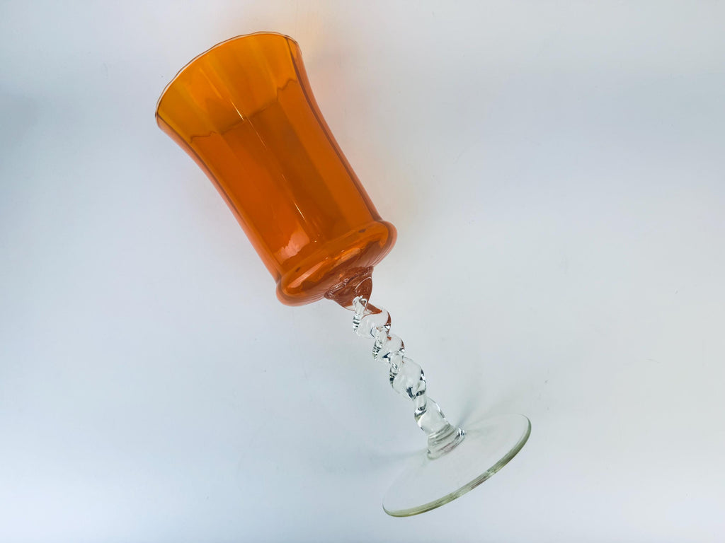 Product image for 'vintage orange italian empoli art glass twisted glass vase bowl' (view c3b3ba)