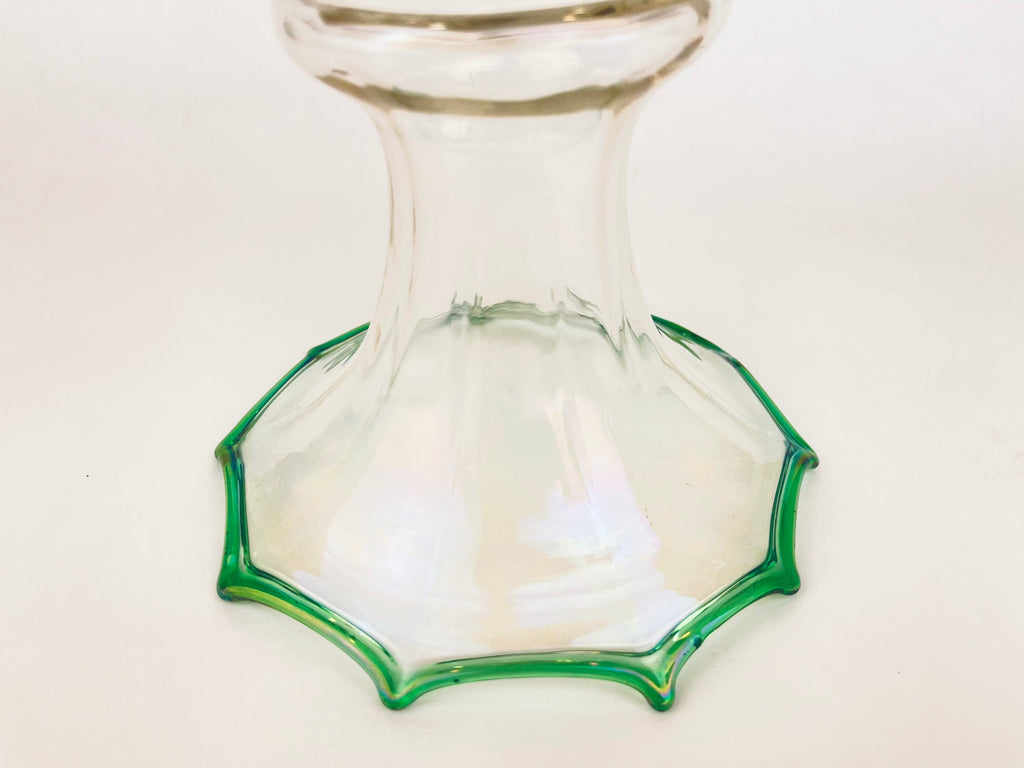 Product image for 'vintage depression glass bud vase scalloped ruffled top green rim' (view b1643d)