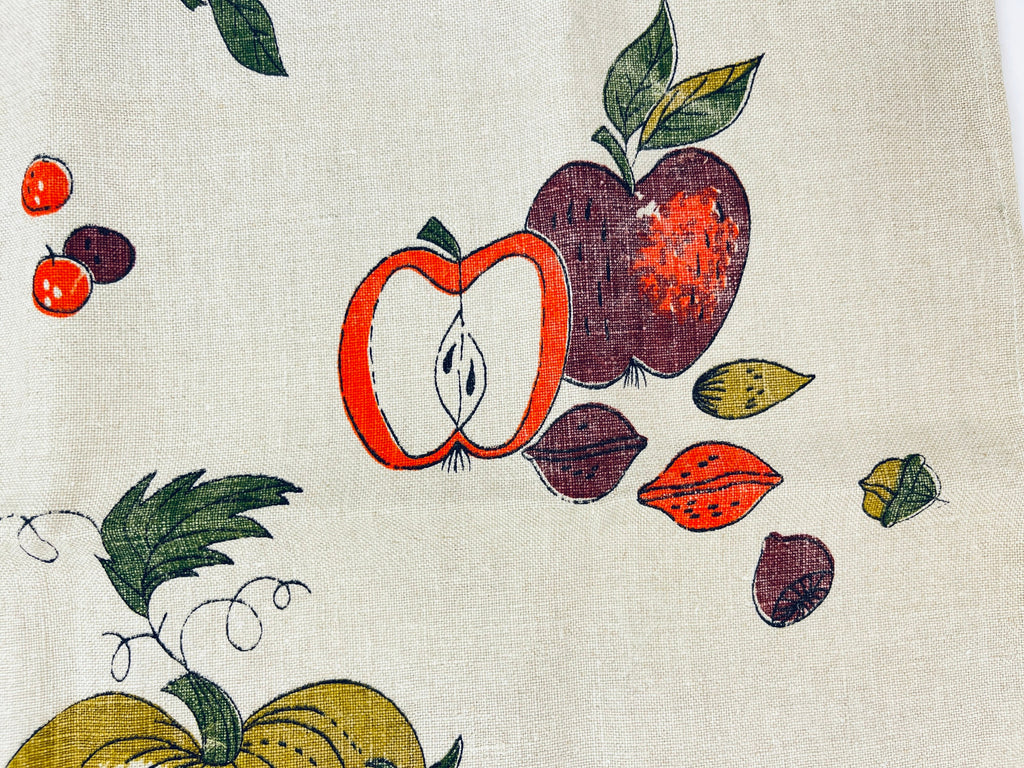 Product image for 'vintage 1950s autumn harvest linen tea towel fruits vegetables design' (view 7c75b4)