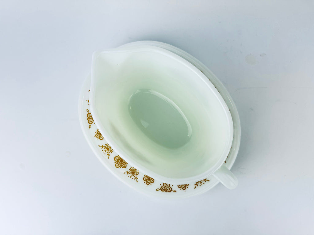 Product image for 'vintage pyrex butterfly gold pattern gravy boat sauce dispenser 77 b u gregory mirow design' (view 4620d9)