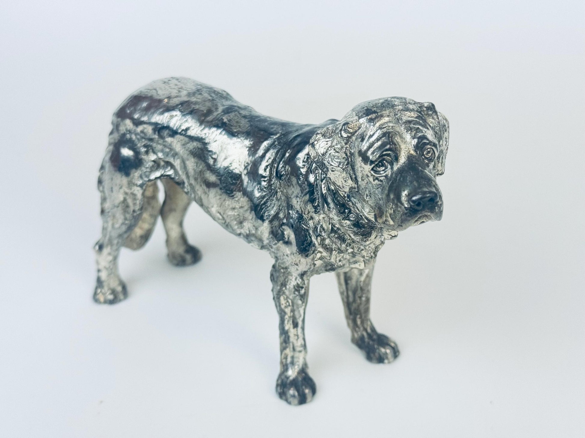 Product image for 'vintage silver metal saint bernard dog sculpture made in japan' (view 93fc6e)