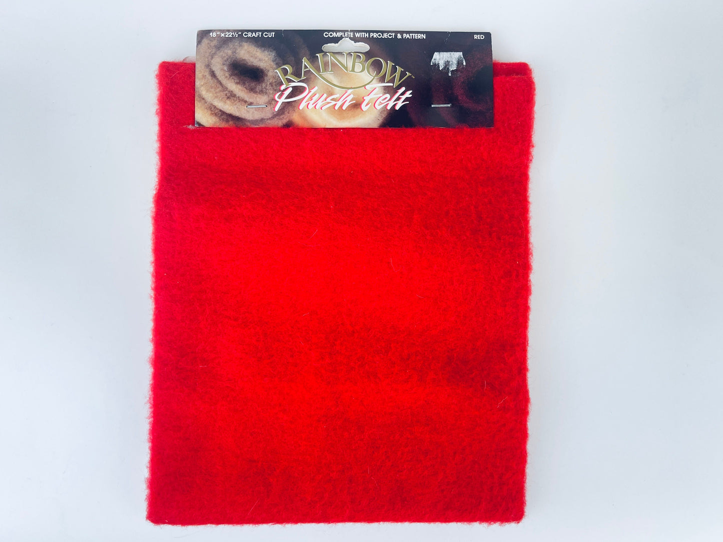 Product image for 'vintage red christmas plush felt pattern stocking material made in usa by rainbow 18 x 22 craft cut new old stock nos' (view 0f23fb)