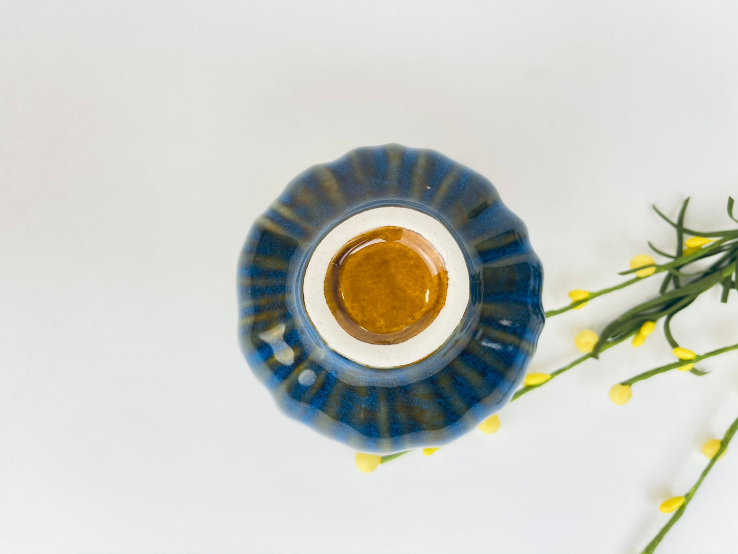 Product image for 'vintage bud floral vase glazed green blue drip pattern' (view 77a225)