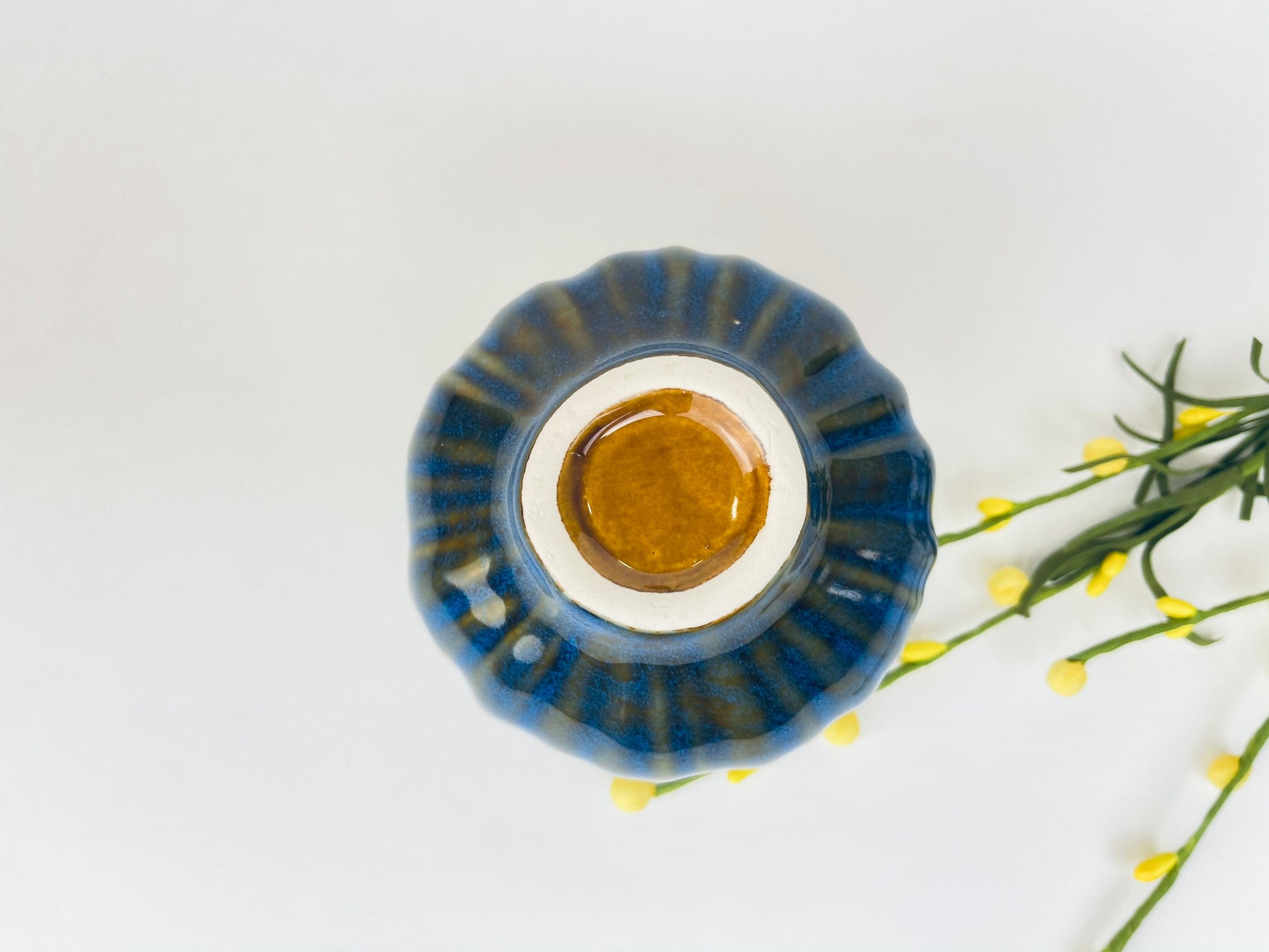 Product image for 'vintage bud floral vase glazed green blue drip pattern' (view 77a225)