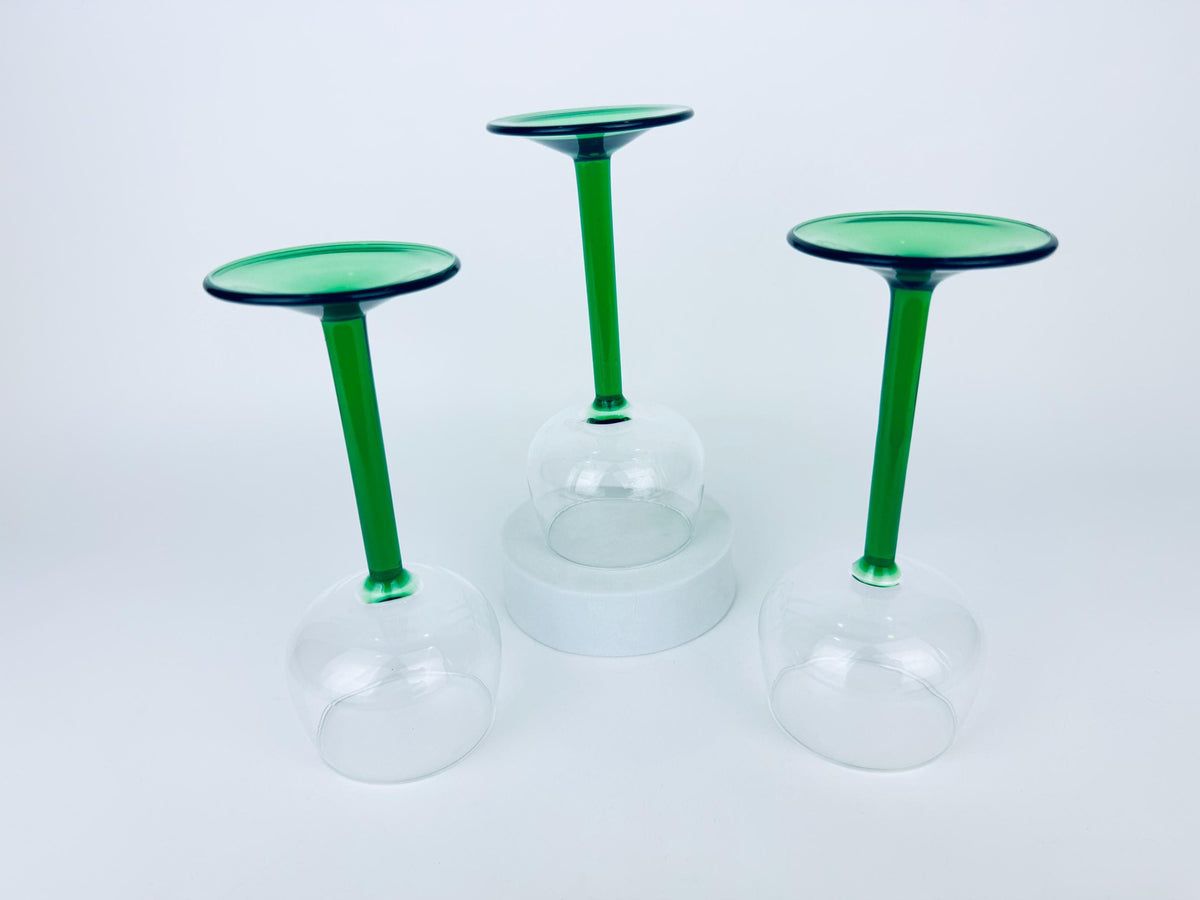 Product image for 'vintage luminarc emerald green stem wine glasses set of 3' (view a30842)