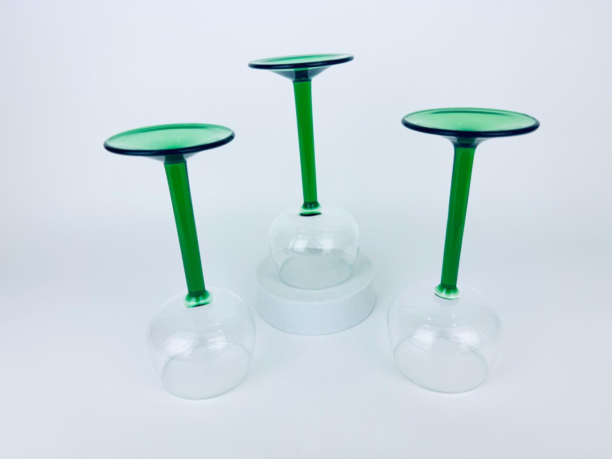 Product image for 'vintage luminarc emerald green stem wine glasses set of 3' (view a30842)
