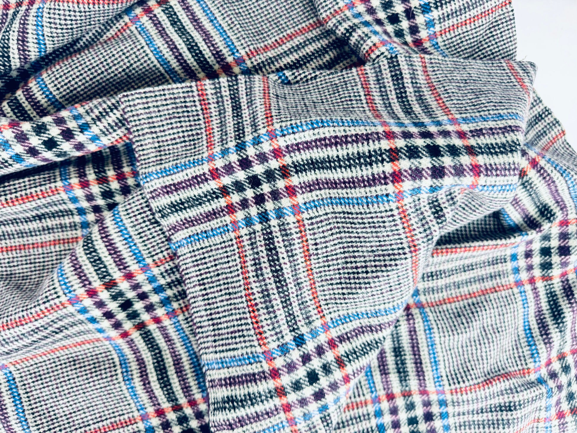 Product image for 'vintage grey black plaid wool fabric various sizes sold separately' (view 466f48)