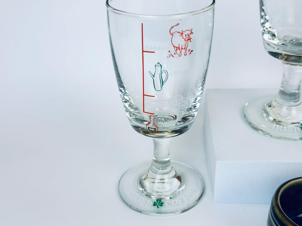 Product image for 'vintage irish coffee gift set 1970s glassware cream sugar linen towel' (view d3295b)