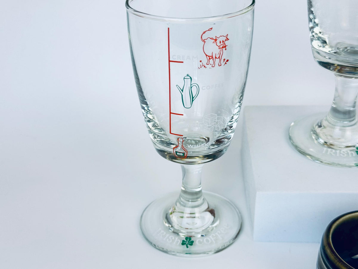 Product image for 'vintage irish coffee gift set 1970s glassware cream sugar linen towel' (view d3295b)