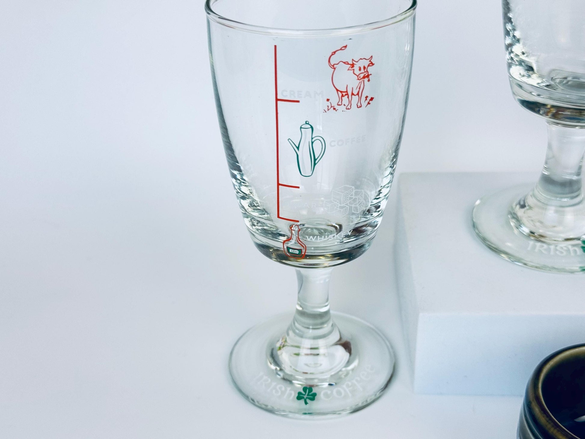 Product image for 'vintage irish coffee gift set 1970s glassware cream sugar linen towel' (view d3295b)