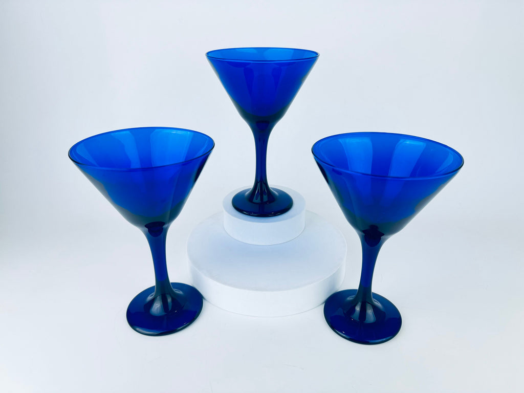 Product image for 'vintage blue martini glasses set of three 3 sets sold separately' (view 14f9fc)