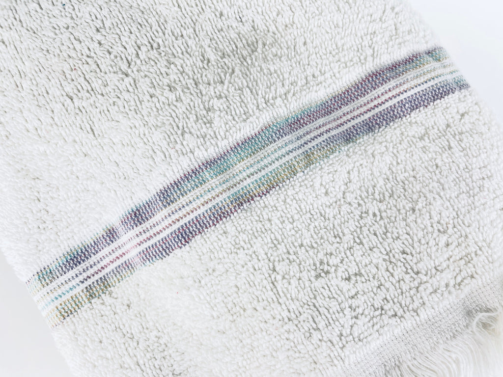 Product image for 'vintage cannon fringe rectangular bath towel pastel ribbon stripe pattern cotton polyester blend made in usa sold separately' (view 13cbb4)