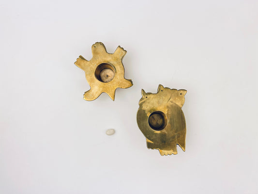 Product image for 'vintage owl turtle gold brass candlestick holders sold separately' (view cdfb20)