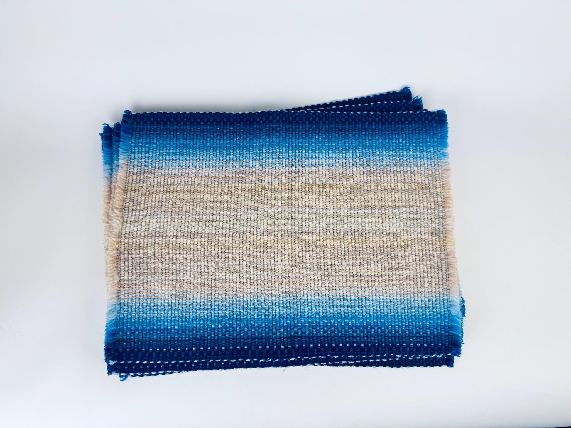 Product image for 'vintage rectangular blue beige stripped fringe style place mats set of six 6' (view 44f4e8)