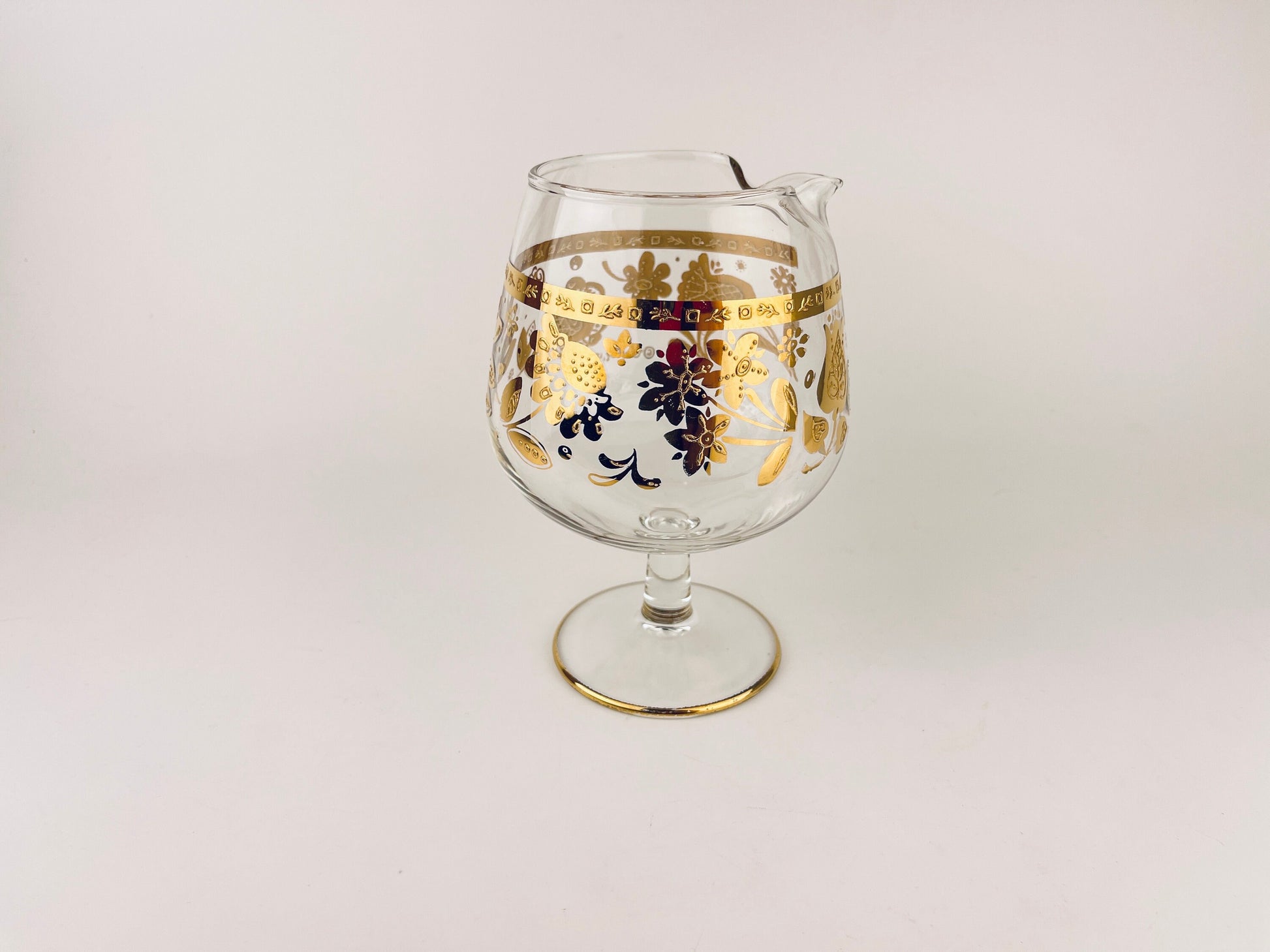 Product image for 'vintage culver tyrol gold chantilly floral martini cocktail glass pitcher barware decanter' (view cc2804)