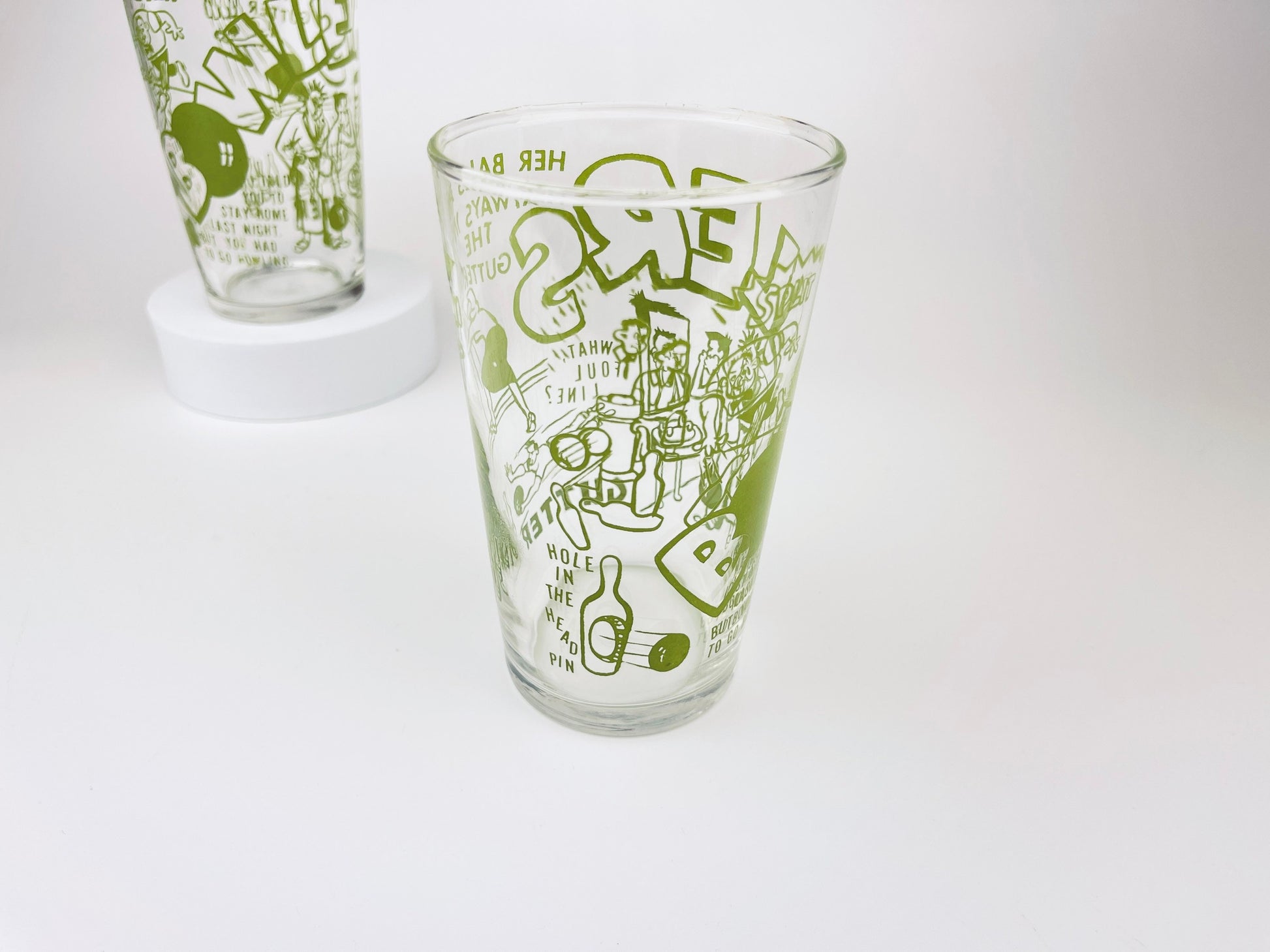 Product image for 'vintage bowling federal glasses set of two 2 bowler gift' (view 7f4be7)