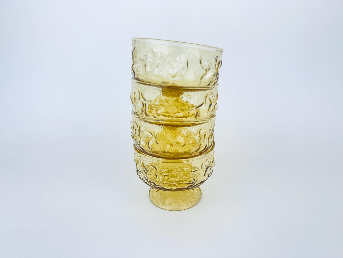 Product image for 'vintage amber anchor hocking crinkle lido milano footed sherbet glasses set of four 4' (view 4c5748)