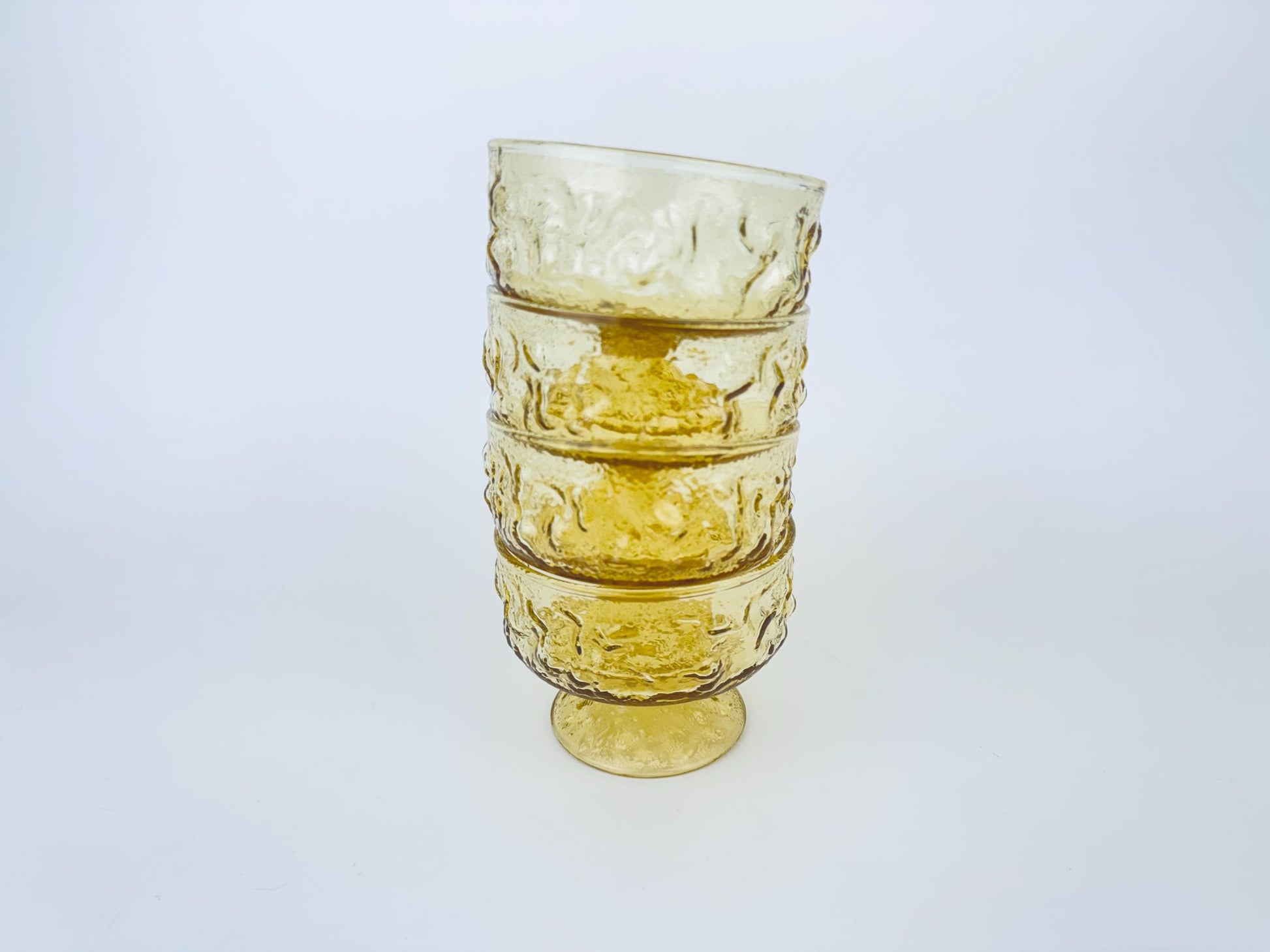 Product image for 'vintage amber anchor hocking crinkle lido milano footed sherbet glasses set of four 4' (view 4c5748)