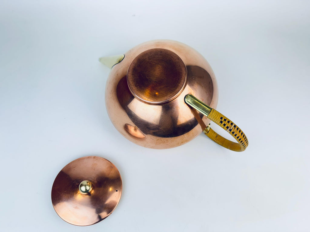 Product image for 'vintage copper brass teapot wicker wrapped handle' (view 9e6cbe)