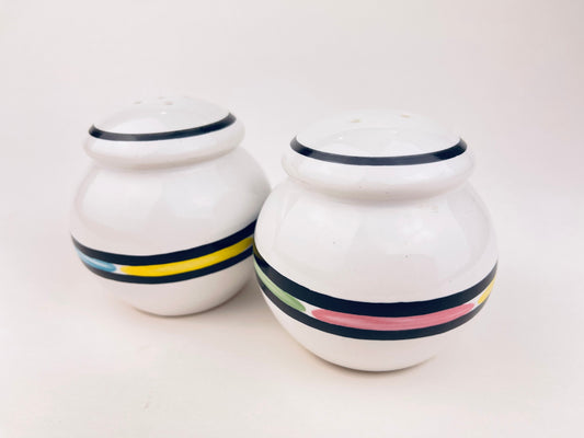 Product image for 'vintage 80s style pastel striped ceramic salt pepper shakers' (view 56f72e)