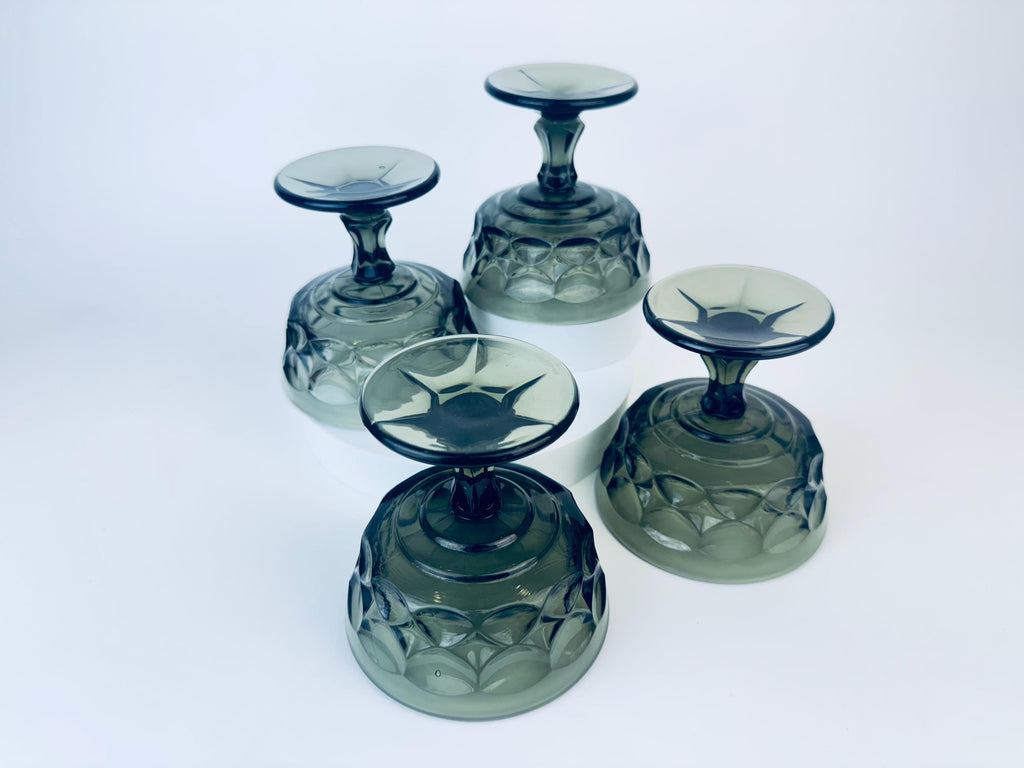 Product image for 'vintage smokey black champagne glasses set of four 4 perspective by noritake made in japan' (view a35d15)