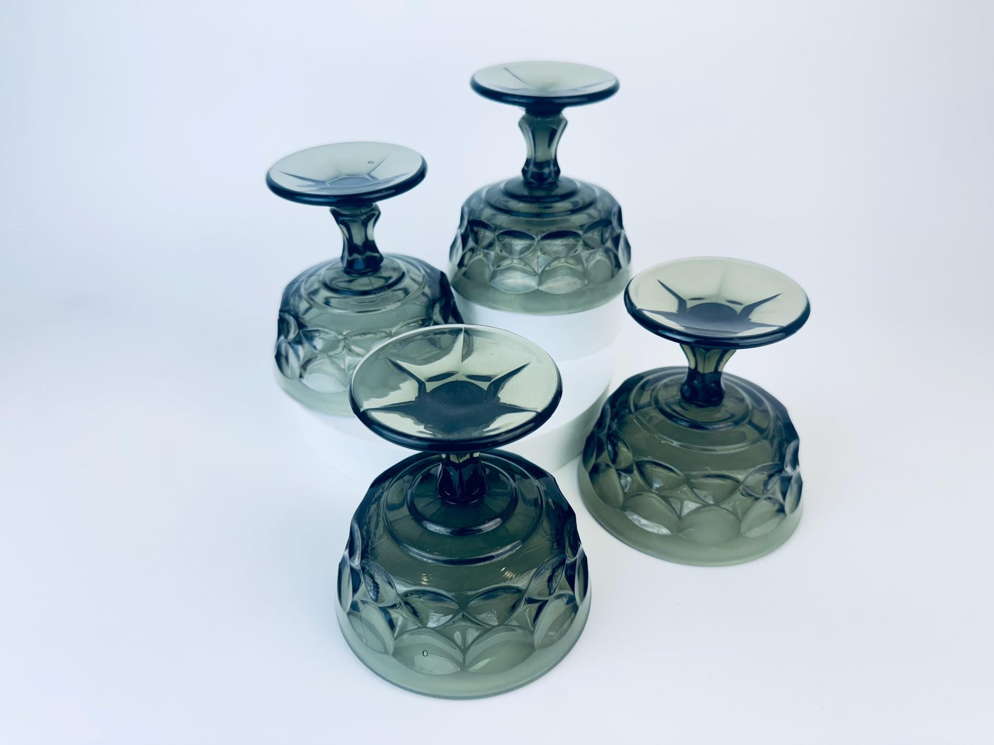 Product image for 'vintage smokey black champagne glasses set of four 4 perspective by noritake made in japan' (view a35d15)