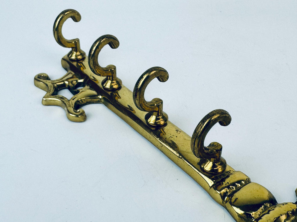Product image for 'vintage brass skeleton key wall hook with four hooks' (view 123c8c)