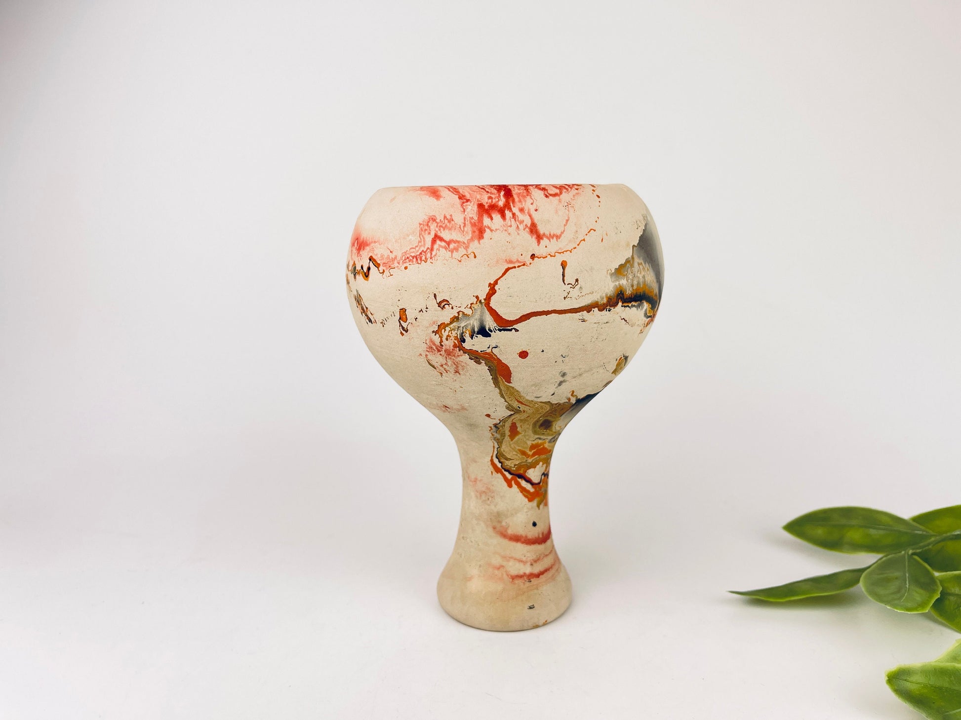 Product image for 'vintage nemadji pottery swirl bud pottery vase beige orange black pattern made in usa' (view 213a17)