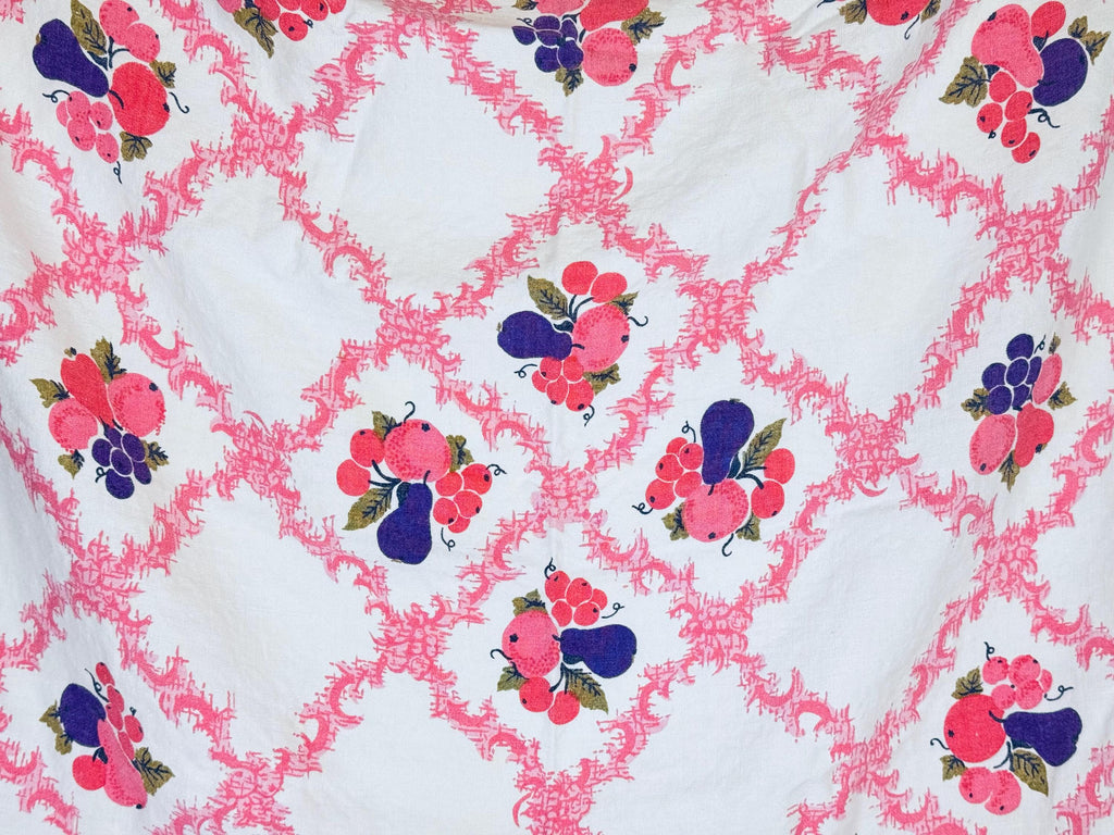 Product image for 'vintage pink purple fruit beige linen square tablecloth 46 x 46' (view 598a64)