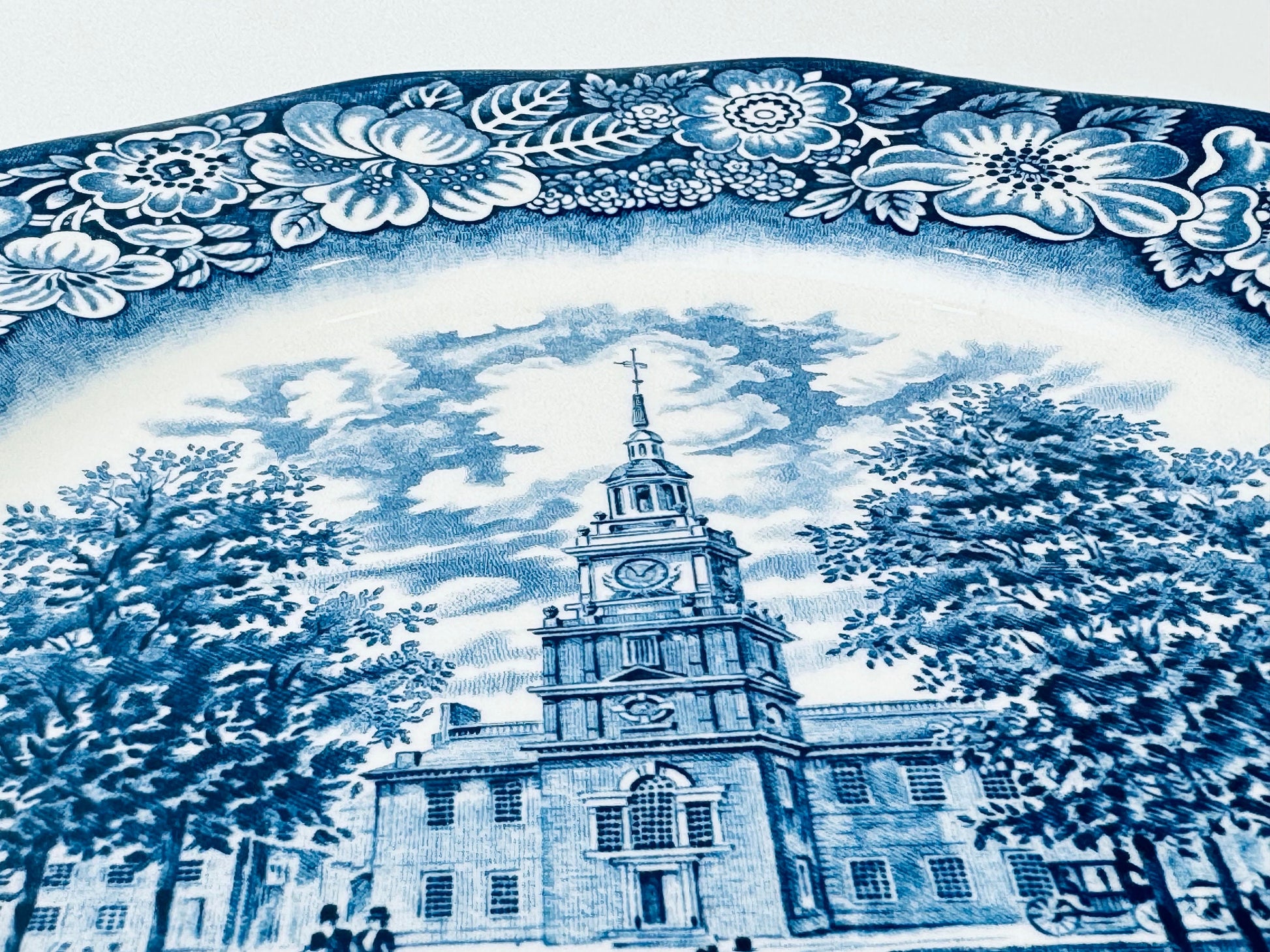 Product image for 'vintage liberty blue staffordshire ironstone 9 75 replacement plates independence hall pattern made in england sold individually' (view 1191c1)