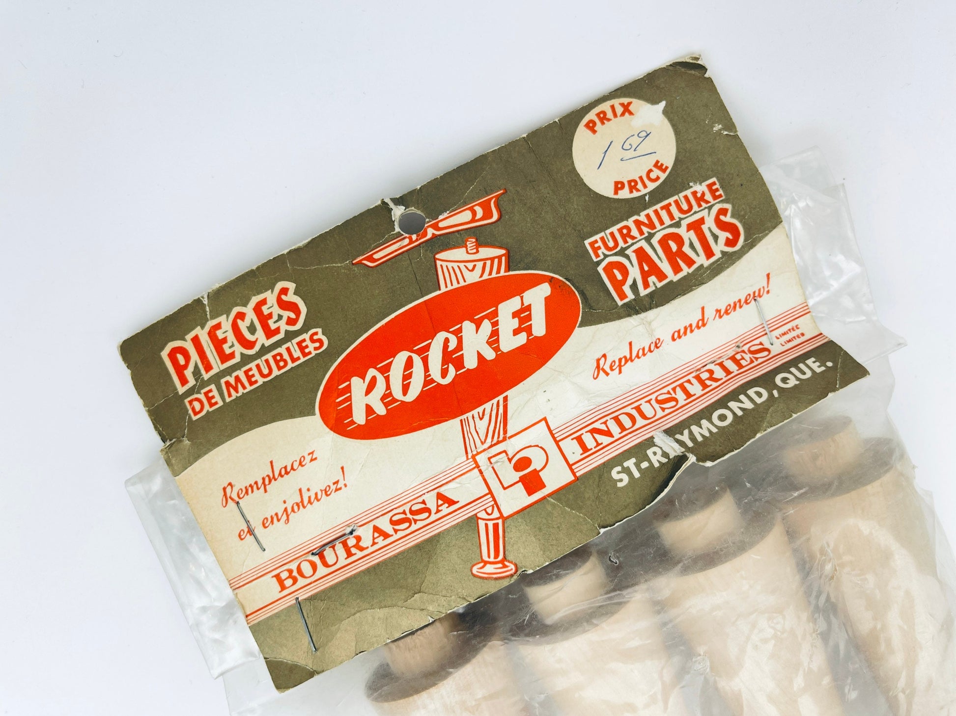 Product image for 'vintage rocket mid century modern tapered wood furniture legs set of 8 5 in original packaging' (view 47610e)