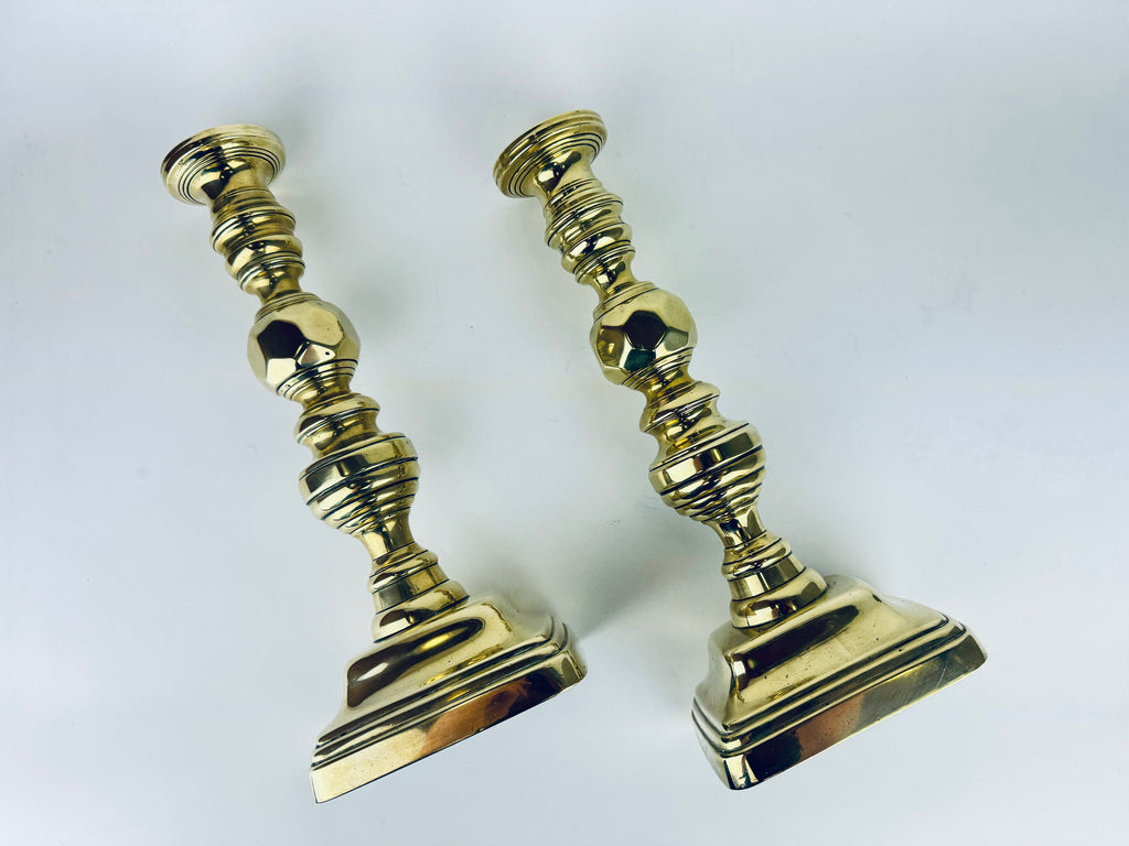 Product image for 'vintage ornate tall solid brass candlestick holders set of two 2' (view f863ae)