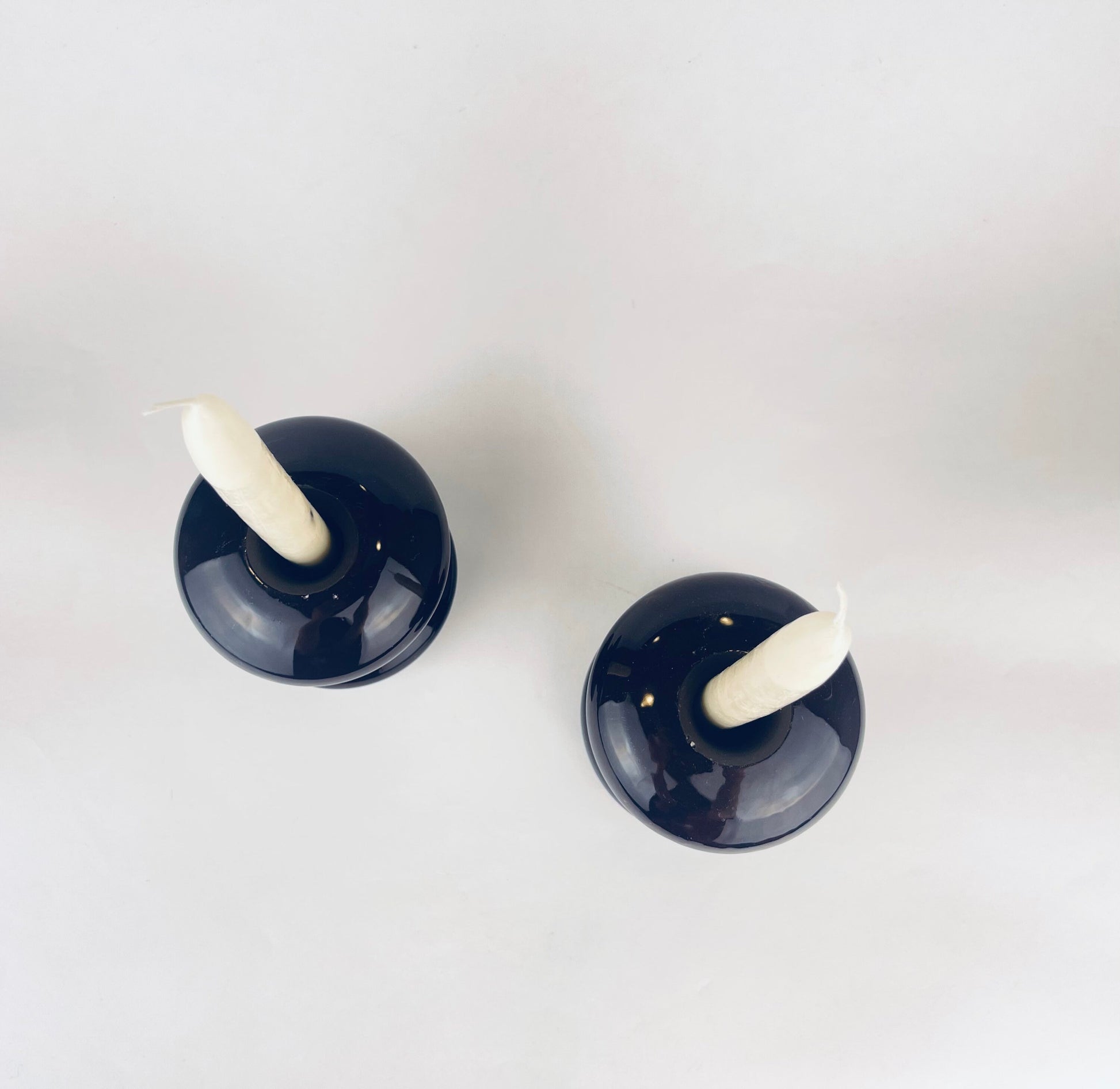 Product image for 'vintage curvy dark brown ceramic candlestick holders set of two 2' (view debc2b)