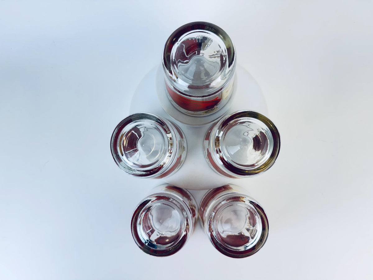 Product image for 'vintage jeanette glass heres how red and gold old fashioned glasses set of five 5' (view 1c7a73)