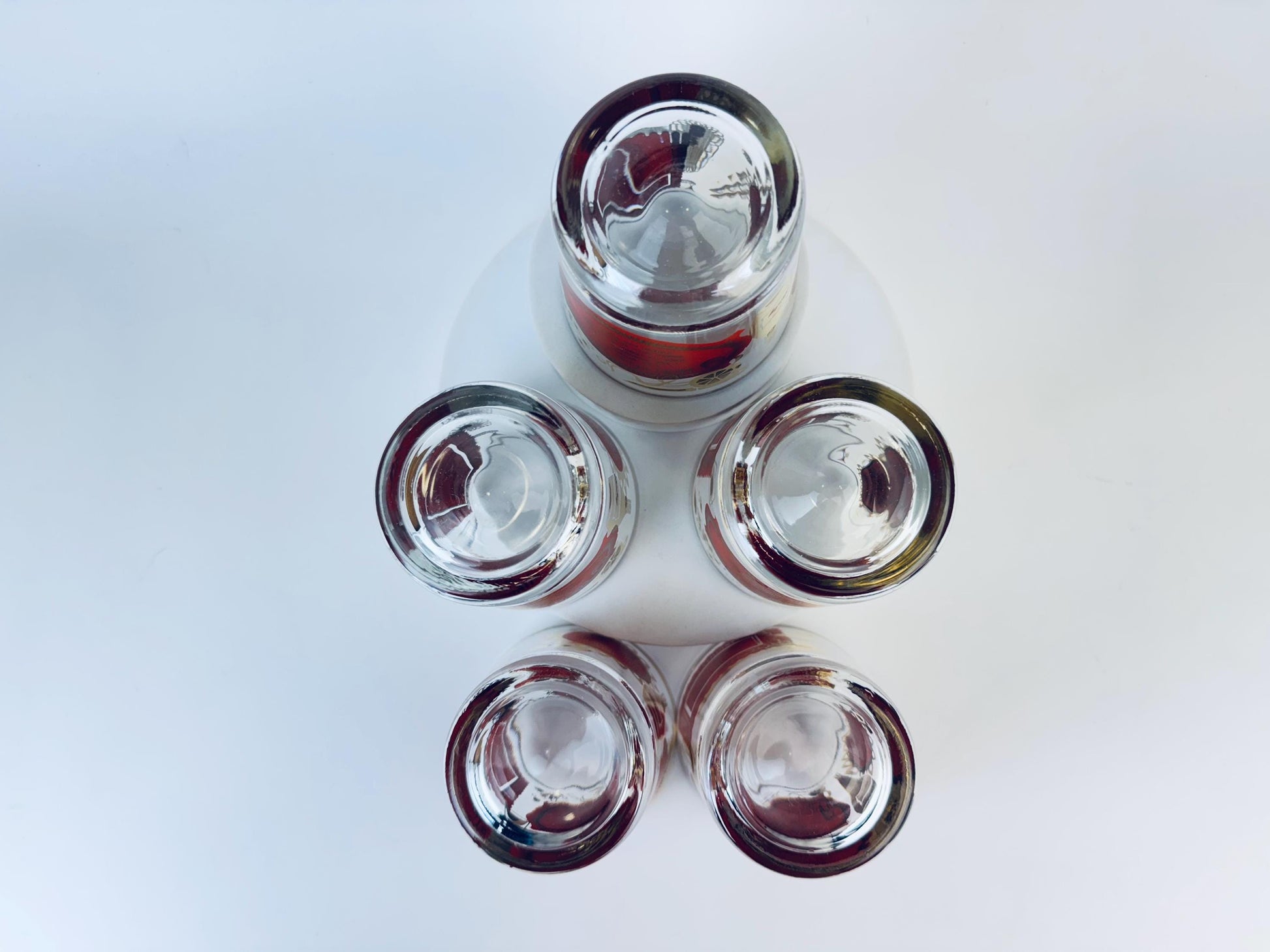 Product image for 'vintage jeanette glass heres how red and gold old fashioned glasses set of five 5' (view 1c7a73)