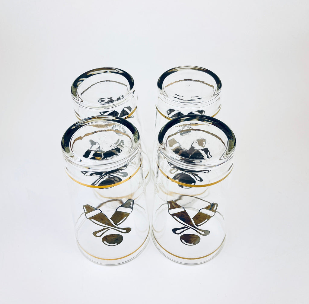 Product image for 'vintage federal bowling glasses set of 4 gold black barware' (view 212576)
