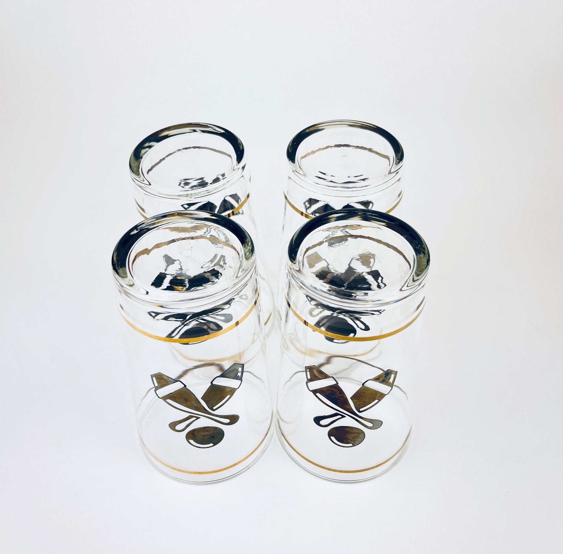 Product image for 'vintage federal bowling glasses set of 4 gold black barware' (view 212576)