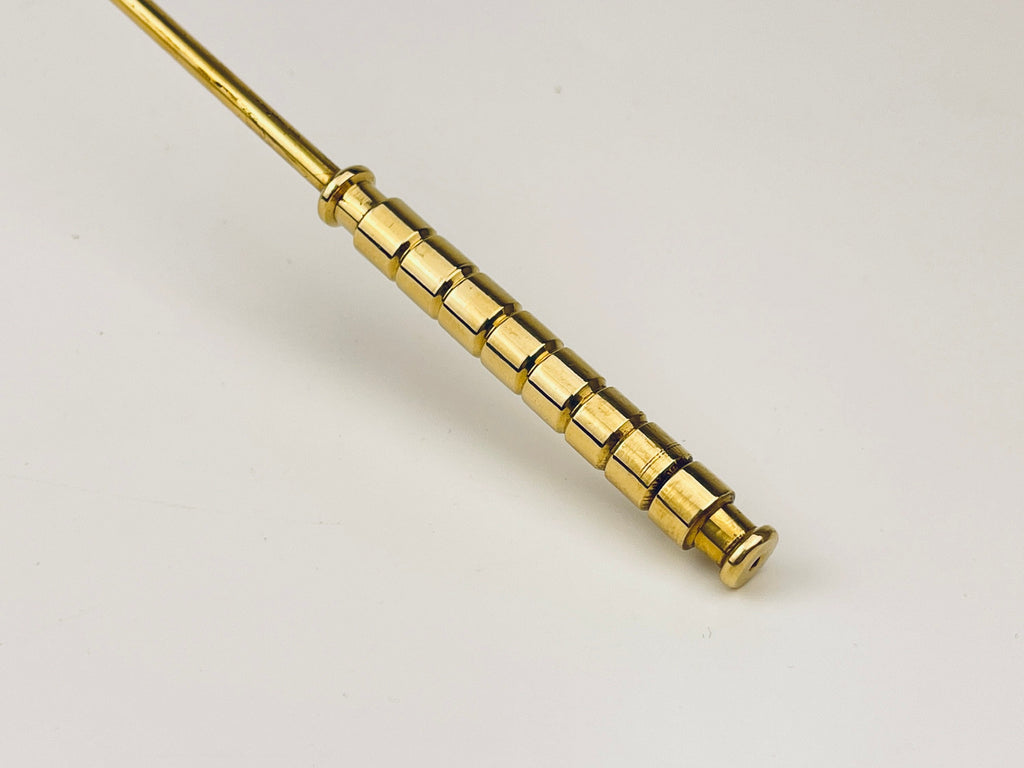 Product image for 'vintage brass candle snuffer doubter striped dome new old stock nos' (view c50903)
