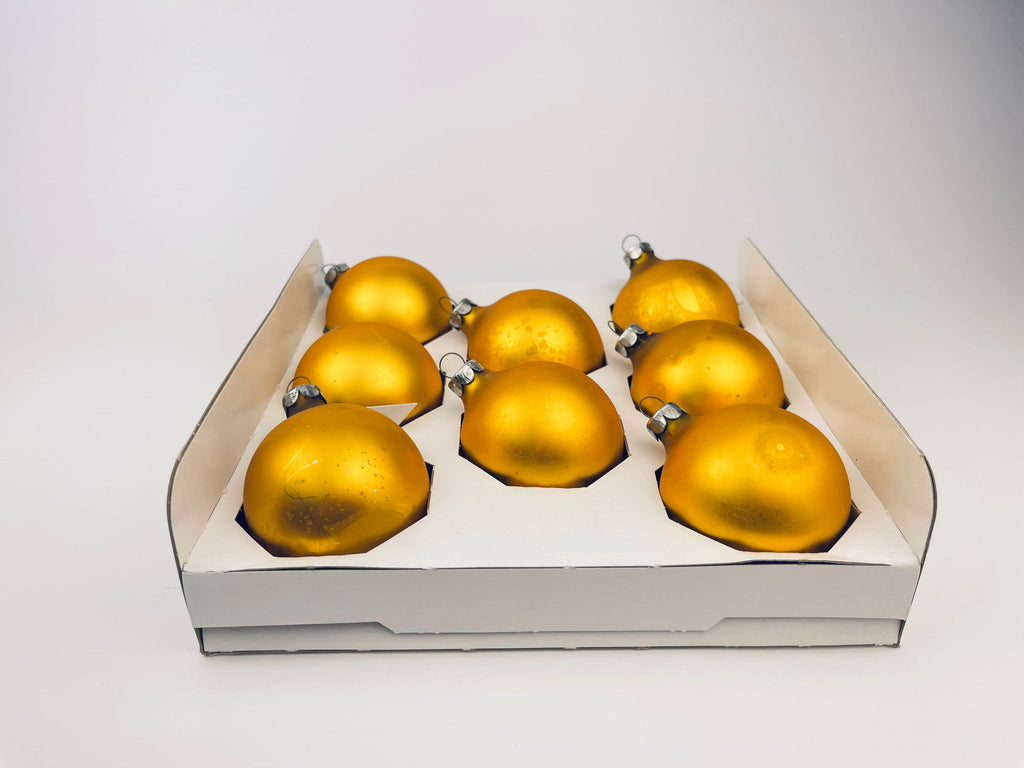 Product image for 'vintage gold glass christmas tree ornaments set of eight 8 american made by holly ornaments rustic aged' (view 78cb02)