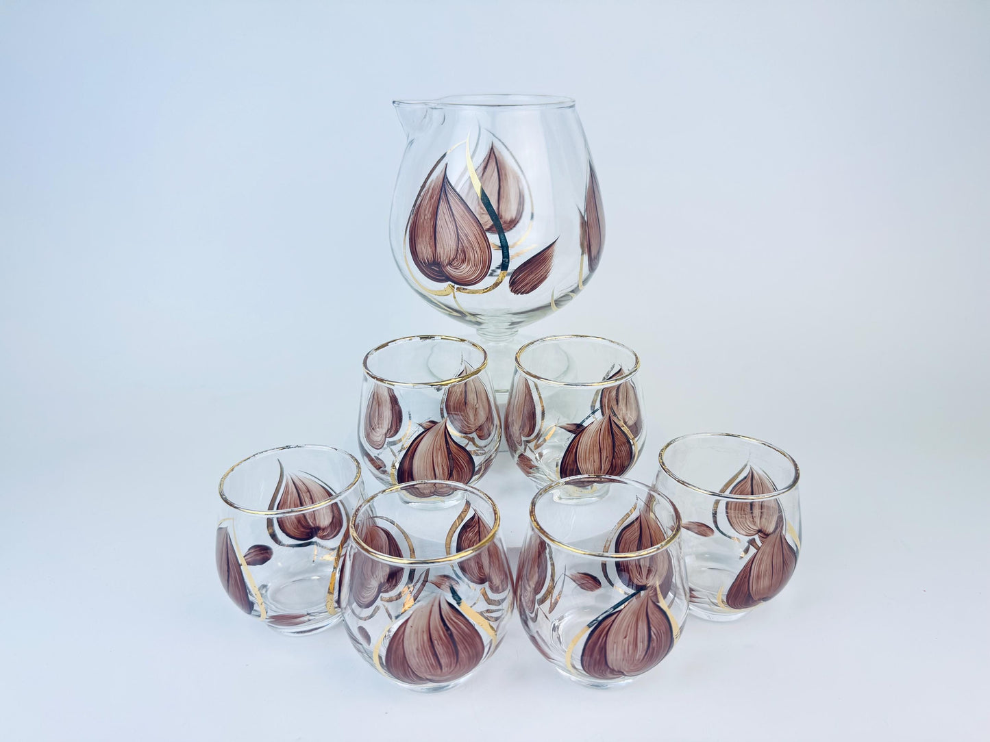 Product image for 'vintage enchant ware brandy snifter roly poly glass barware set made in canada' (view f9273a)