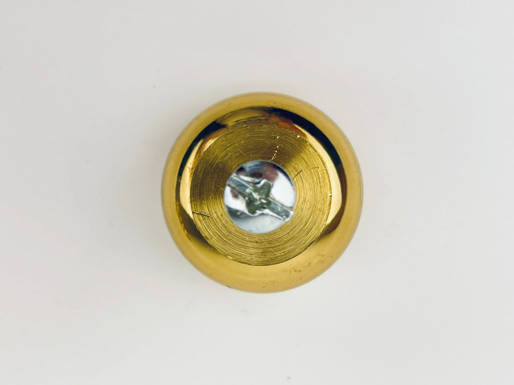 Product image for 'vintage 1980s solid brass drawer knob polished circular pull for cabinets or dressers' (view fb7526)