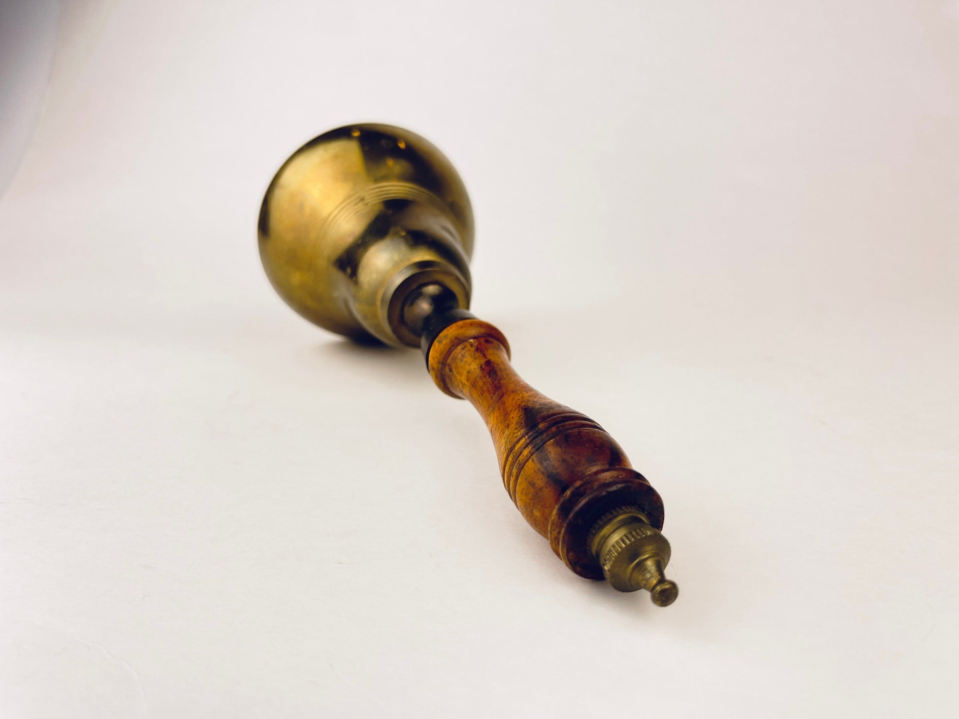 Product image for 'vintage brass wood school bell attractive aged metal patina made in india' (view 6496e4)