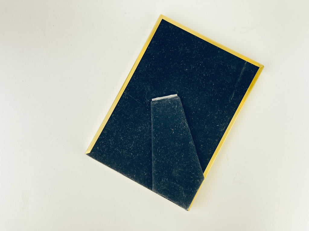 Product image for 'vintage brass black pleather picture frame 5 x 7' (view f5c3db)