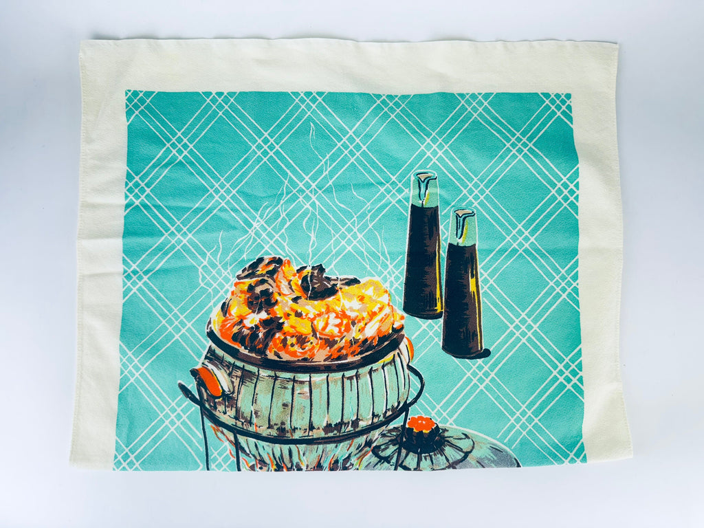 Product image for 'vintage beige green kitchen linen tea towel statement towel 100 cotton' (view 71320e)