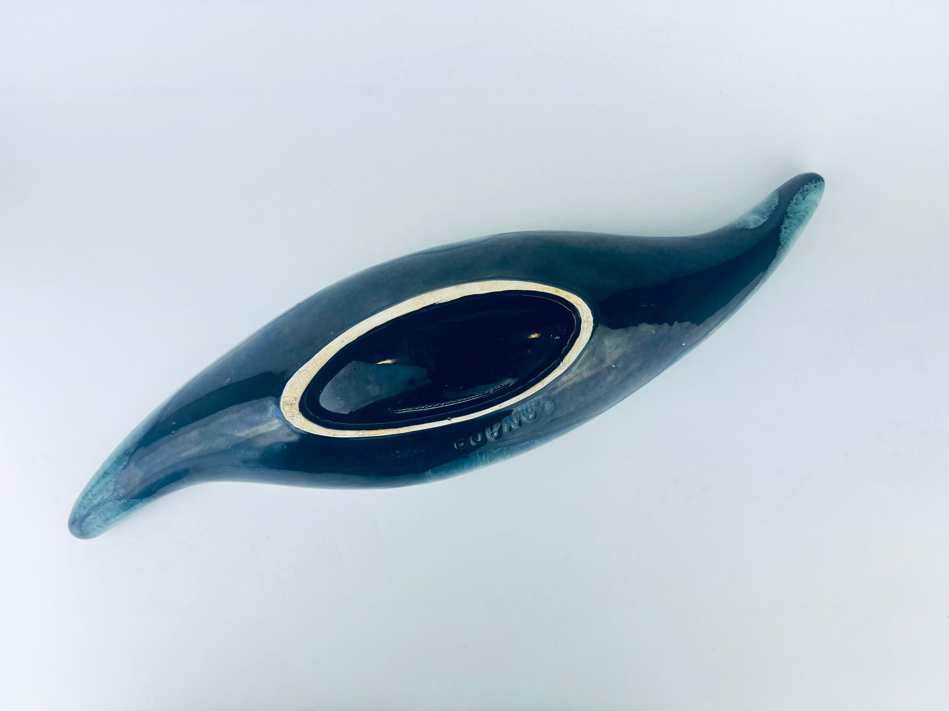 Product image for 'vintage blue mountain pottery bmp green drip glaze ceramic atomic shaped centrepiece bowl made in canada' (view 74f2cd)