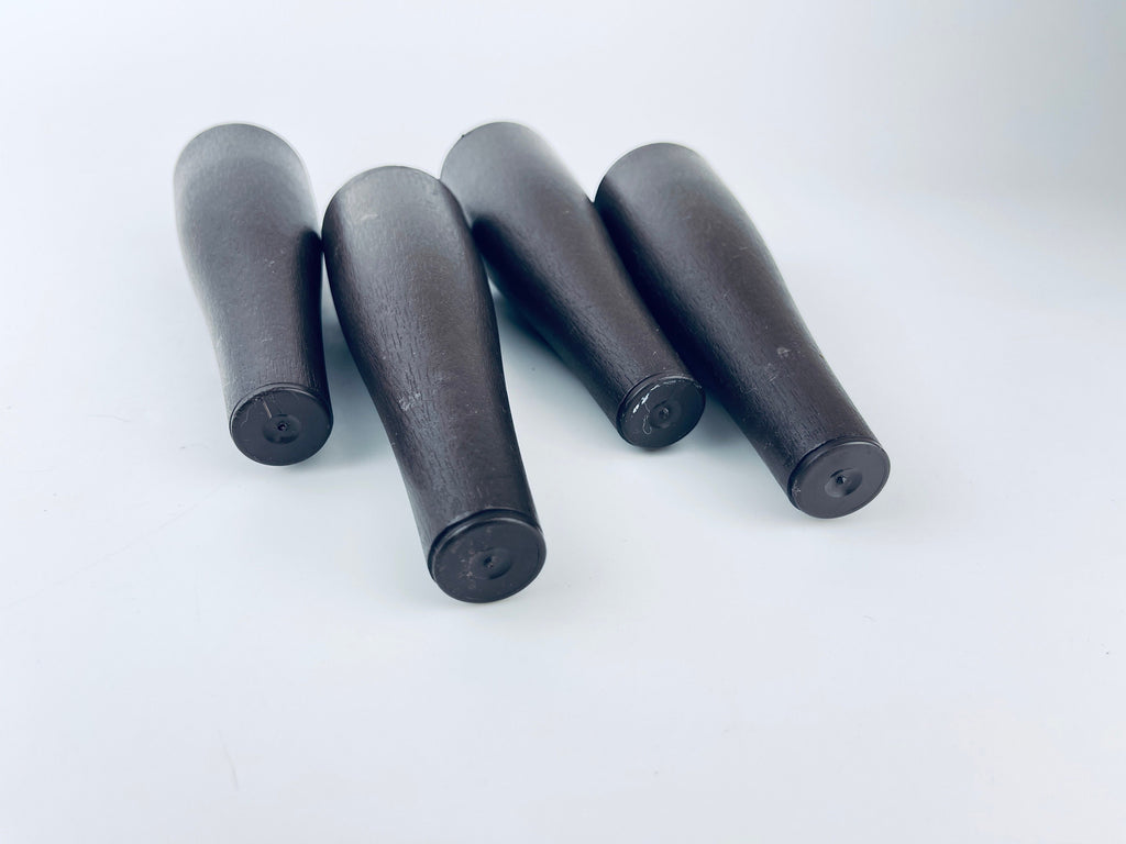 Product image for 'vintage mcm dark brown round faux wood replacement legs 6 set of four 4 patented 1979' (view b10228)