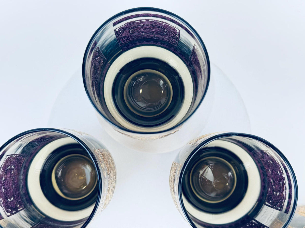 Product image for 'vintage libbey elcyda highball glasses 1960s amethyst gold barware set of five 5' (view e8caea)