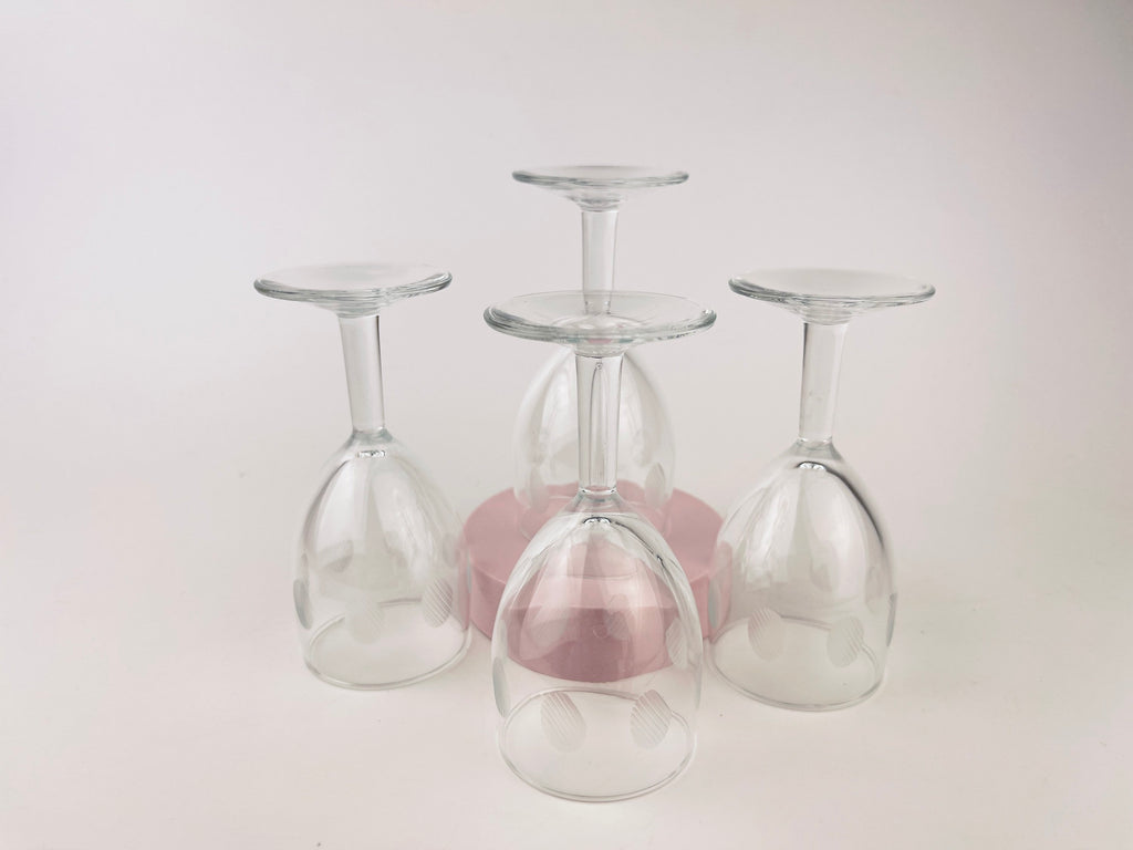 Product image for 'vintage etched polka dot clear port sherry glasses set of four 4' (view e50b3f)